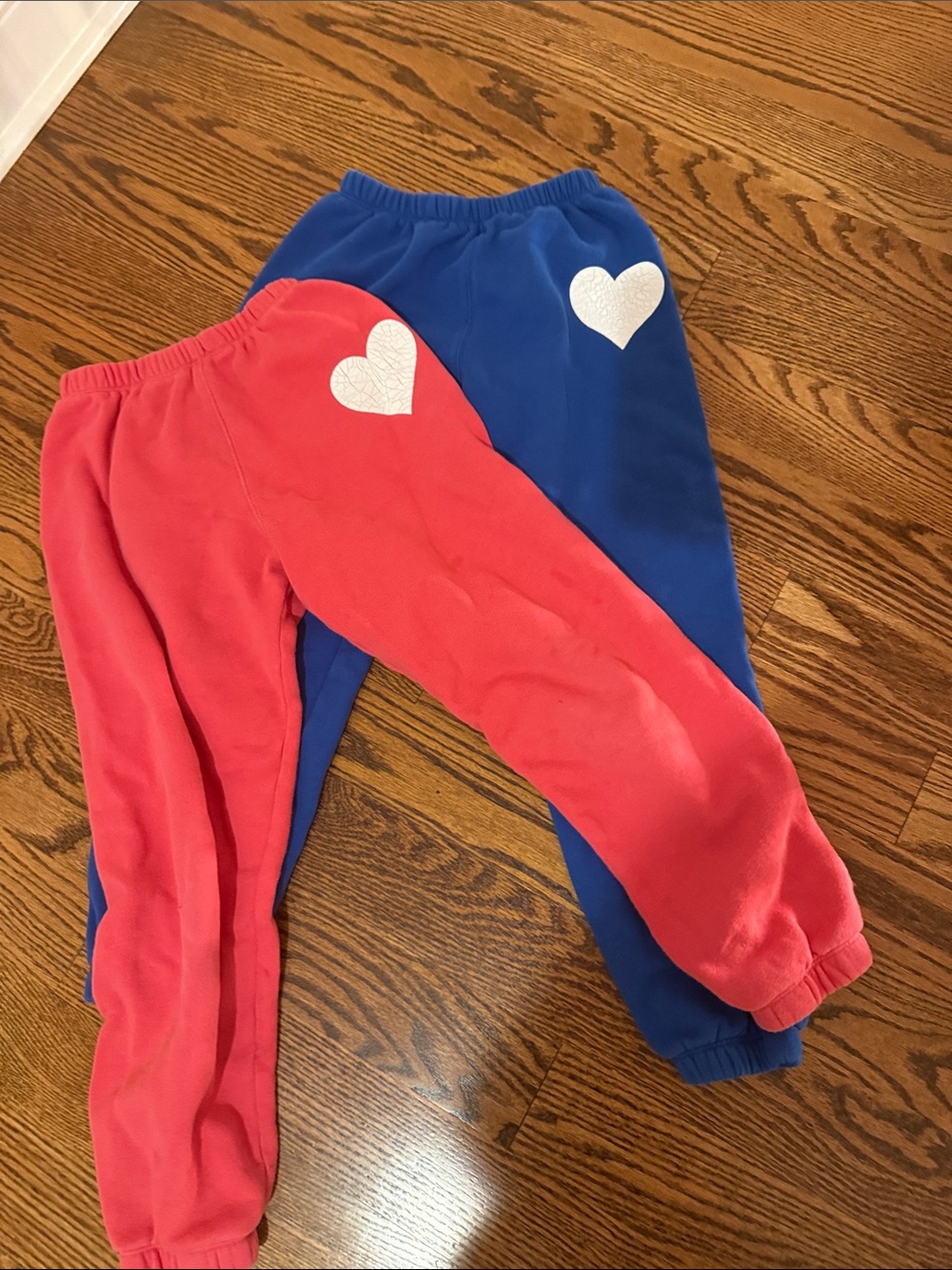 Katie J NYC Blue and Coral Heart Sweatpants